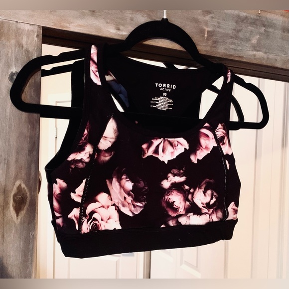Floral Roses Sports Bra Racer Back - Picture 2 of 3
